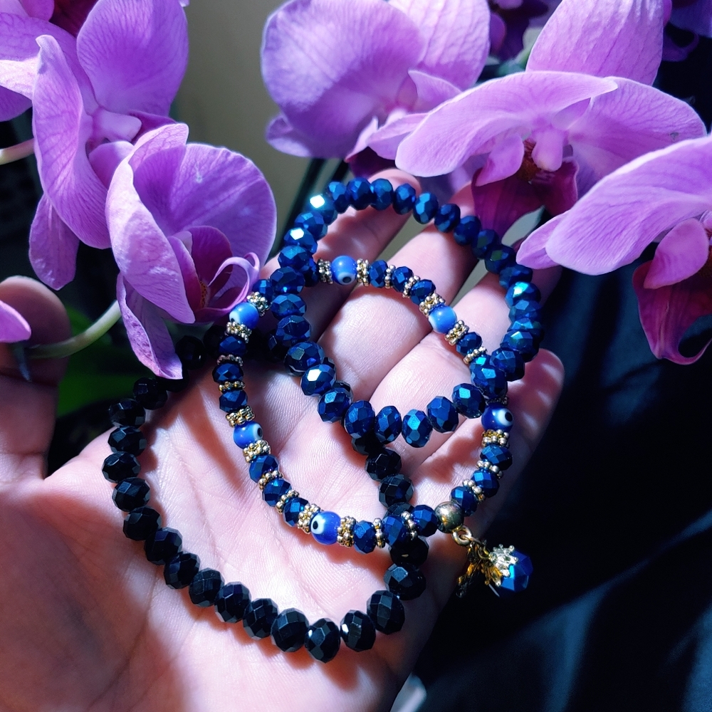 3/$25 Evil Eye Beaded Crystal Bracelet set